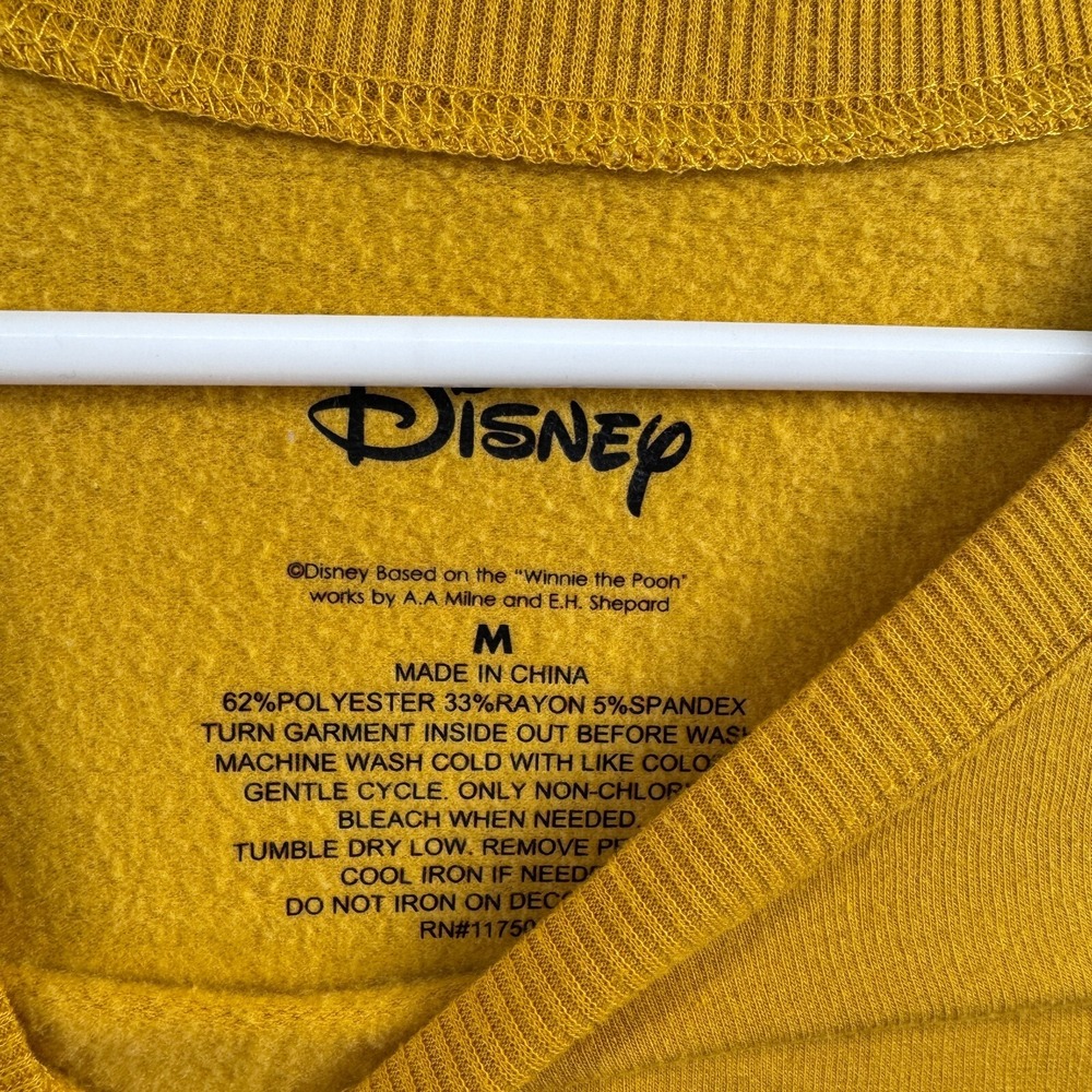Disney Winnie The Pooh Sweatshirt Womens Medium Yellow Crew Neck Pullover - Picture 3 of 10